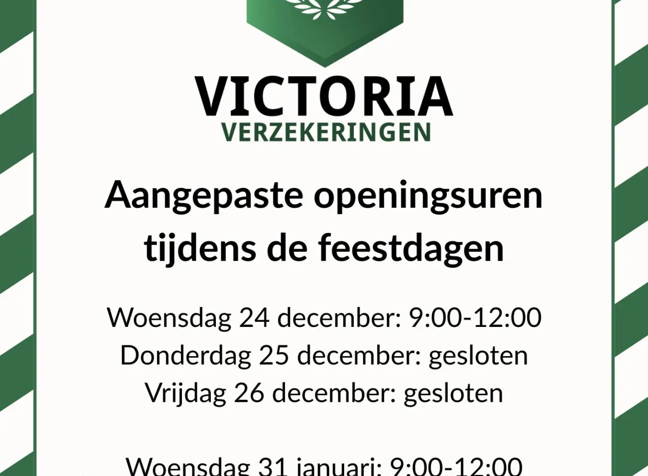 Aangepaste kantooruren tijdens de feestdagen